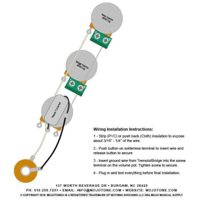Mojotone Jazz Bass Solderless Wiring Harness image 4