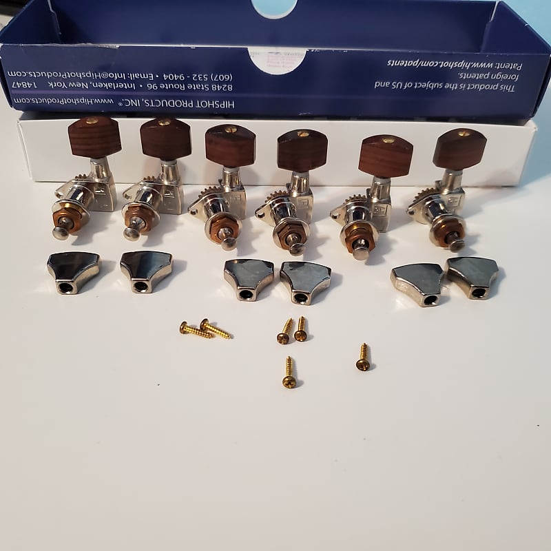 Hipshot Classic Open Staggered Tuners w/ Rosewood Tuner Reverb