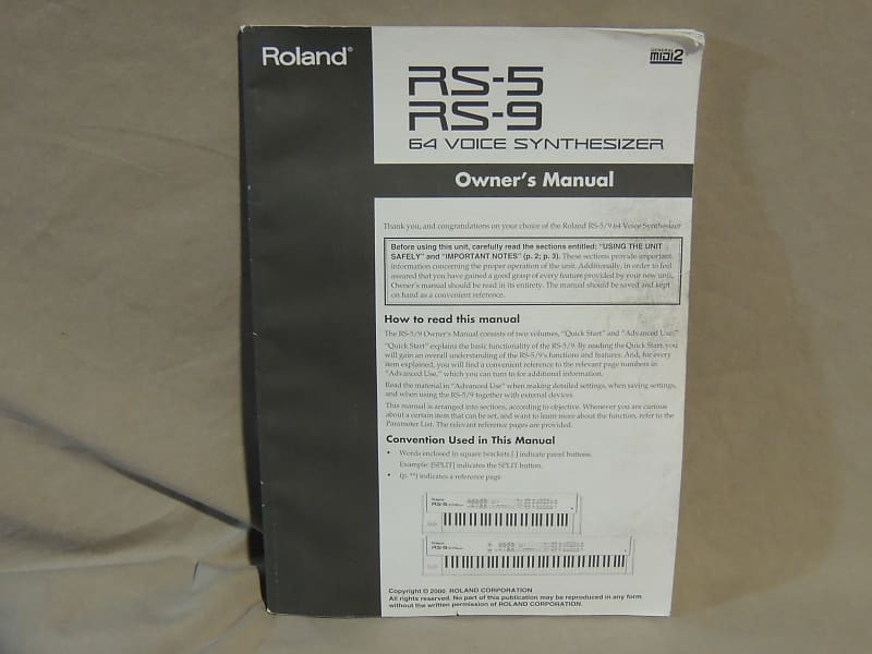 Roland RS-5 & RS-9 Owners Manual [Three Wave Music] image 1