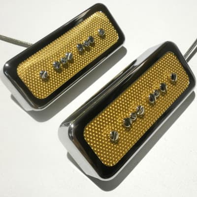 FOIL P90 Soap Bar Pickup SET Bridge and Neck Gold Chrome Electric 