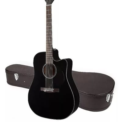 Jasmine JD39CE-BLK Dreadnought Cutaway Spruce Top 6-String Acoustic-Electric Guitar w/Hardshell Case image 9