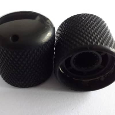 2Pcs*Dome Top Knob,with dot marker on Top,Fit 6mm Knurling shaft Asian made pots,Black for sale