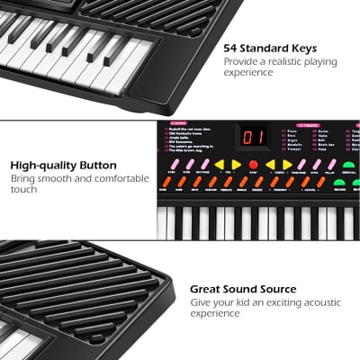 Black Perfect 54 Keys Kids Electronic Music Piano image 3