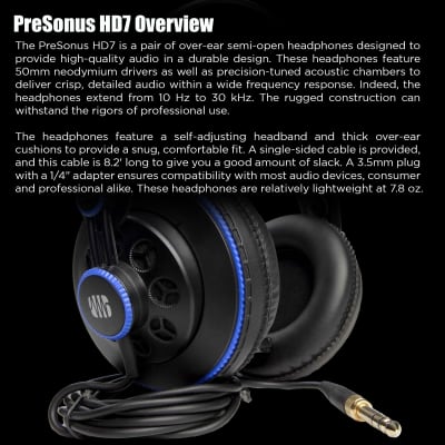 PreSonus HD7 Professional Over-Ear Monitoring Headphones image 2