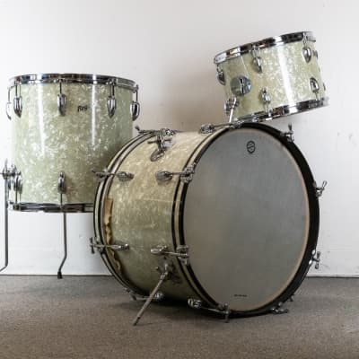 1960s Rogers 14x20 9x13 and 16x16 White Marine Pearl Drum Set image 1