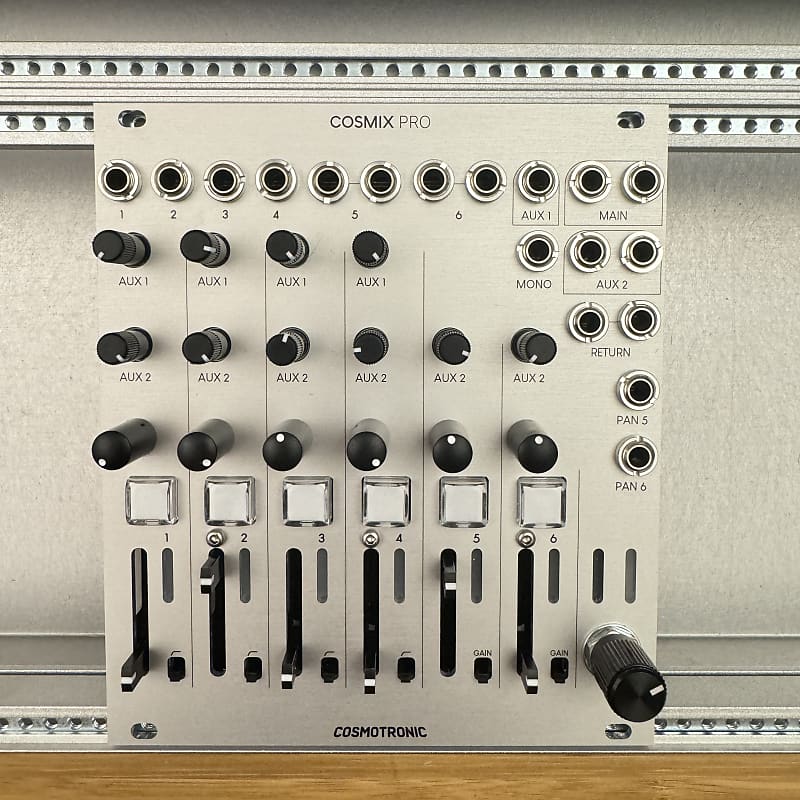 Cosmotronic Cosmix Pro Eurorack Stereo Mixer Module Silver Reverb