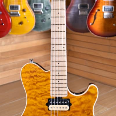 Music Man Axis Super Sport HH Tremolo Maple Neck Trans Gold Matched Headstock image 4