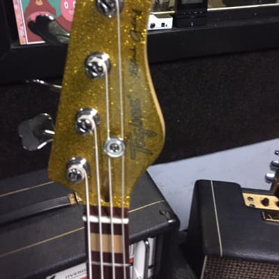 Tagima Black and Gold signature Jazz bass handmade in Brazil 2020 gold sparkle image 7