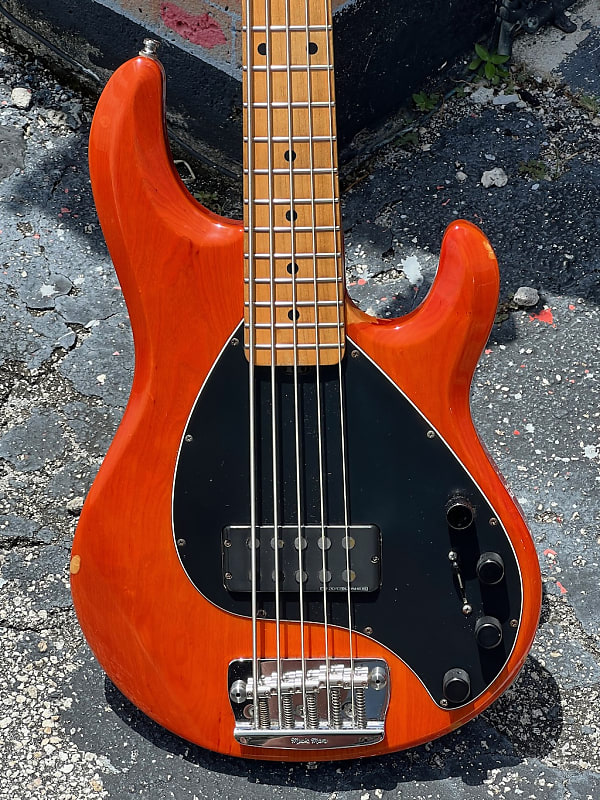 Ernie Ball Music Man Stingray 5-String Bass 2000 - pretty see-thru Amber w/a Matching Headstock simply beat sweet !! image 1
