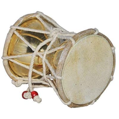 Naad Elegant Pure Brass Handmade Musical Instrument Damroo/Damru (4 inch) for Devo ke Dev Mahadev Pu for sale