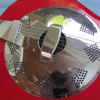 1962 Supro Folk Star Red Reso-Glass Resonator Vintage Supro Folk Star/Vagabond Cool Vintage Dobro Red Plastic! image 9