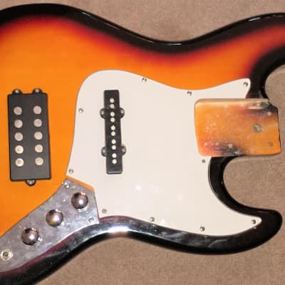 Fender Generic Custom Bass body with Musicman style humbucker and fender type Single coil Unique image 16
