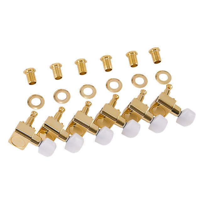 Fender Deluxe Cast/Sealed Guitar Tuning Machines Pearl Buttons Gold 0990846200 image 1