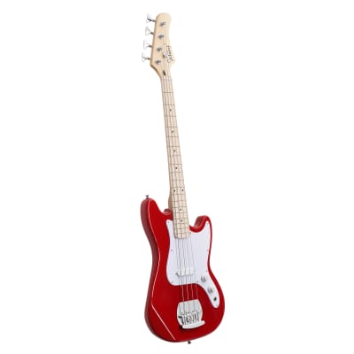 Glarry 4-String 30in Short Scale Thin Body GB Electric Bass Guitar with Bag Strap Connector Wrench Tool 2020s - Red image 2