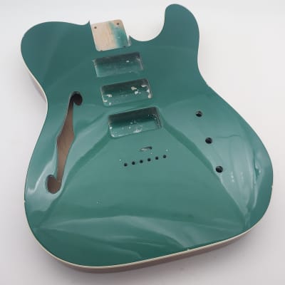 3lbs 7oz BloomDoom Nitro Lacquer Aged Relic Dark Sherwood Green Thinline Cab-Style VIntage Custom Guitar Body image 1