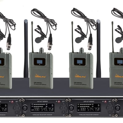 IDOLpro UHF-668L Professional 4 Channel Wireless Lavalier Microphones With New Pilot Technology image 1