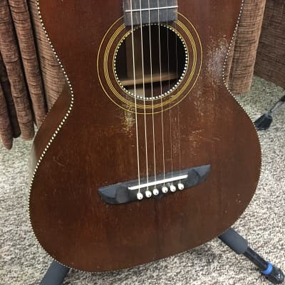 Vintage Oahu Mahogany Parlor Acoustic Guitar (1930's?) with TKL Hardshell Case image 2