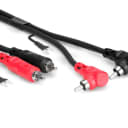 Hosa Stereo Interconnect, Dual RCA to Dual Right-angle RCA with Ground Wire - 3m - 10' / CRA-203DJ