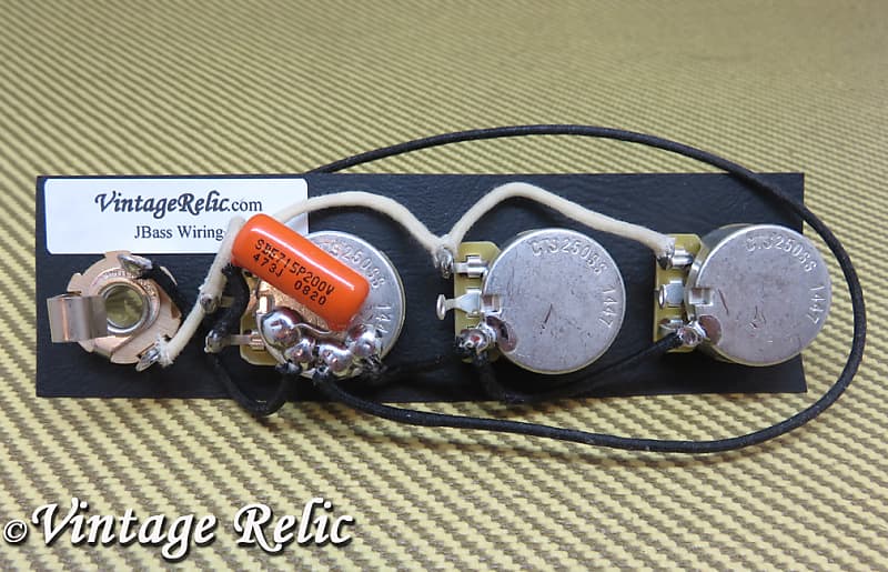 J Bass Upgrade wiring kit fits Fender Jazz Bass CTS pots Orange Drop .047uF cap image 1