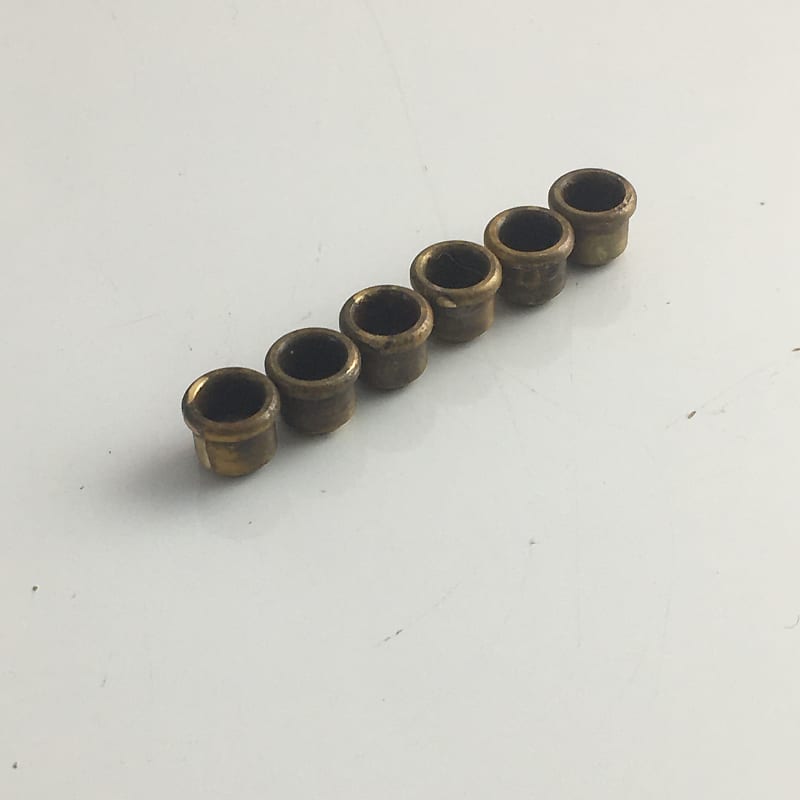 6 Relic Aged Brass Tele Body String Ferrules Relic for Custom Fender Strat Hardtail image 1