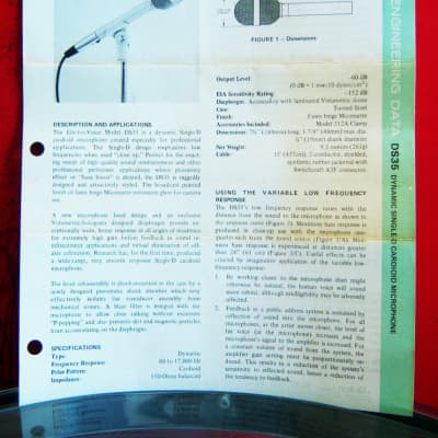 Vintage 1977 Electro-Voice DS35 Cardioid Dynamic Microphone Low Z w accessories RE16 image 4