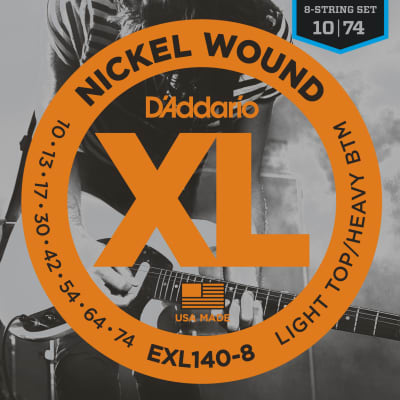 D'Addario EXL140-8 8-String Nickel Wound Electric Guitar Strings, Light Top/Heavy Bottom, 10-74 image 1