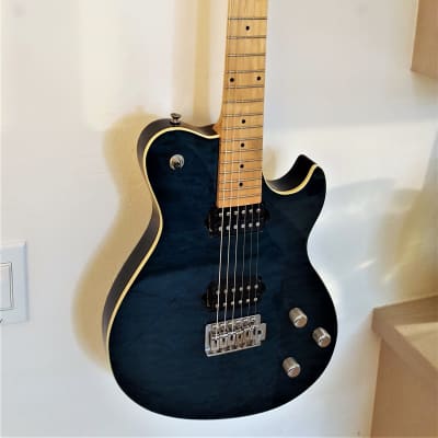 Silvertone Fastback Electric Guitar, Blue/Green image 4