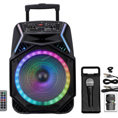 Technical Pro RAINB15 3000w 15" Bluetooth Rechargeable LED DJ Party Speaker+Mic image 1