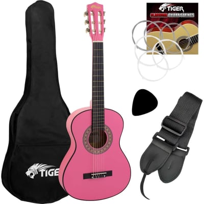 Tiger CLG6 Classical Guitar Starter Pack, 1/2 Size, Pink for sale