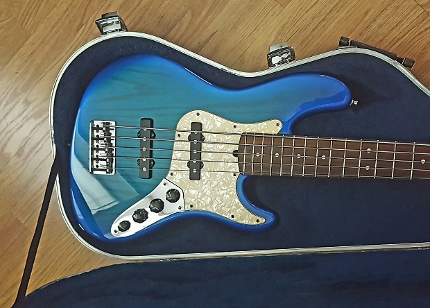 Fender American Deluxe Jazz Bass V 1997 Translucent Blue | Reverb