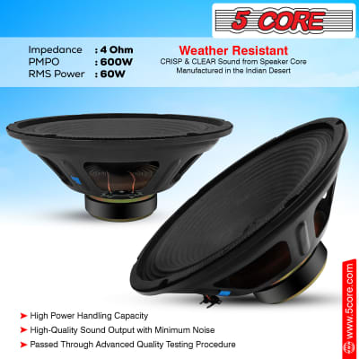 5 Core 10 Inch Subwoofer Audio Raw Replacement PA DJ Speaker Sub Woofer 60W RMS 600W PMPO Subwoofers 4 Ohm 1" Copper Voice Coil   SP 1090 image 7