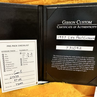 Gibson Custom Shop 1957 Les Paul Custom Reissue VOS Ebony New Unplayed Auth Dlr 8lb 14oz #092 image 23