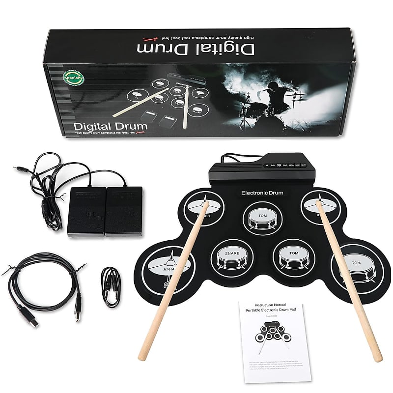 Top-Longer Portable Electronic Drum Pad Kit with Drum Sticks and Sustain  Pedal for Children - Electronic Drums Pad Set Kids Gift for Christmas Day