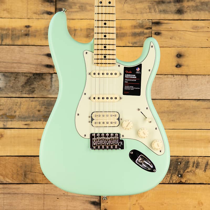 Fender American Performer Stratocaster HSS with Maple Fretboard 2022 - Satin Surf Green image 1