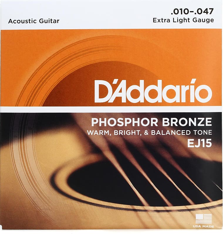 D'Addario EJ15 Phosphor Bronze Acoustic Guitar Strings, Extra Light Gauge image 1