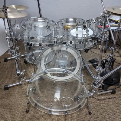 7 pc. Custom Cast Acrylic Shell Drum Set Custom 2018 - Clear image 1