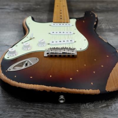 AIO S3 Left Handed Electric Guitar - Relic 3-Tone Sunburst (Maple Fingerboard) w/Gator Hard Case image 9