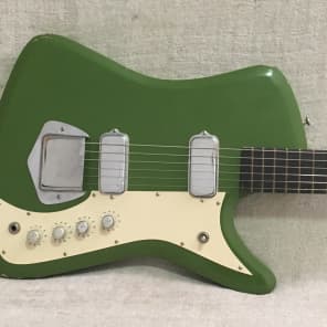 Vintage 1965 Airline Bighorn Green Solid Body Electric Guitar USA Made Kay + Original Gig Bag RARE image 1