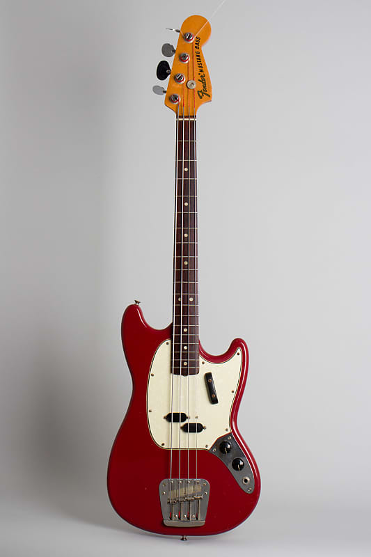 Fender  Mustang Bass Solid Body Electric Bass Guitar (1966), ser. #181321, black tolex hard shell case. image 1