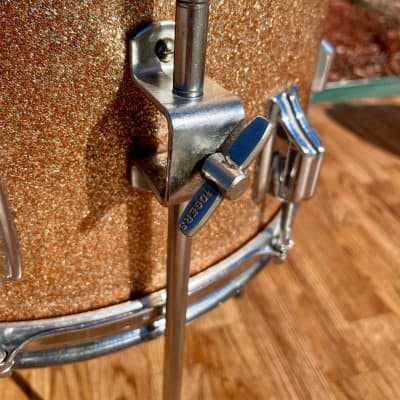 1960s Rogers Holiday Drum Set w/ Snare Pink Champagne Pearl Sparkle 20/12/14/5x14 image 14
