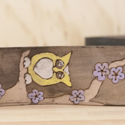 Guitar Strap - Ginger Owl with owl and cherry blossoms by Moxie & Oliver - Handmade leather for sale