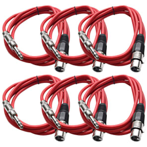 Seismic Audio SATRXL-F6RED6 XLR Female to 1/4" TRS Male Patch Cables - 6' (6-Pack)