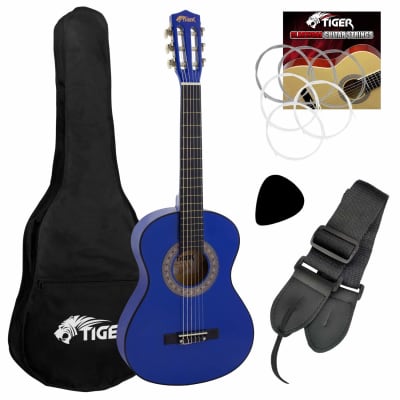 TIGER CLG5-BL | 1/4 Size Classical Guitar Pack | Blue | Now with 6 Months Free Lessons Included for sale