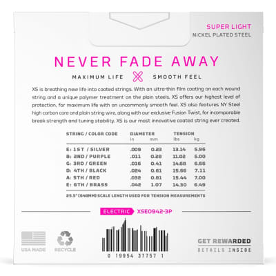 Mint D'Addario XSE0942-3P 3-Pack Nickel-Plated Coated Electric Guitar Strings, 9-42 image 3