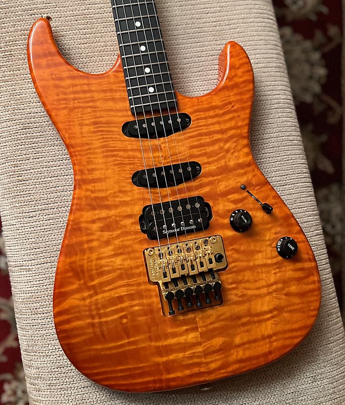 Deviser Custom Shop ST Floyd Rose - Vintage 1990s, Flame Maple Top, Ebony Fretboard, Stainless Steel Frets, Gotoh Tuners, HSS Guitar, Made in Japan, MIJ image 1