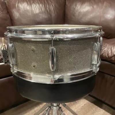 VINTAGE Rhythmline MIJ 14x5 snare drum 1960s - Silver Sparkle image 4