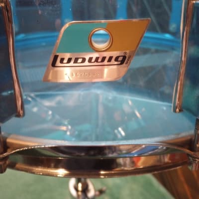 Ludwig 5x14" Vistalite Acrylic 10-Lug Snare Drum with P-85 Strainer 1970s - Blue image 2
