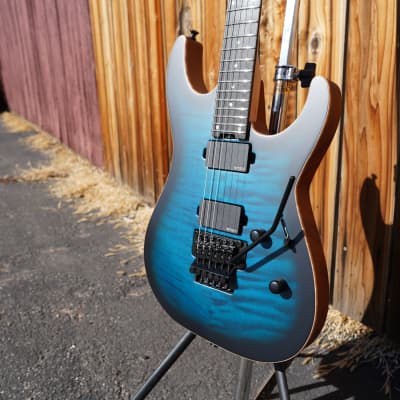 ESP USA M-II FR - Black Aqua Sunburst Satin 6-String Electric Guitar w/ Black Tolex Case (2024) image 13