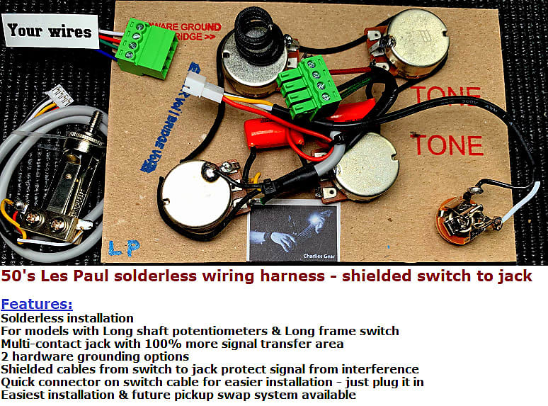 Gibson Les Paul Complete Solderless 50s Wiring Harness Reverb 5186