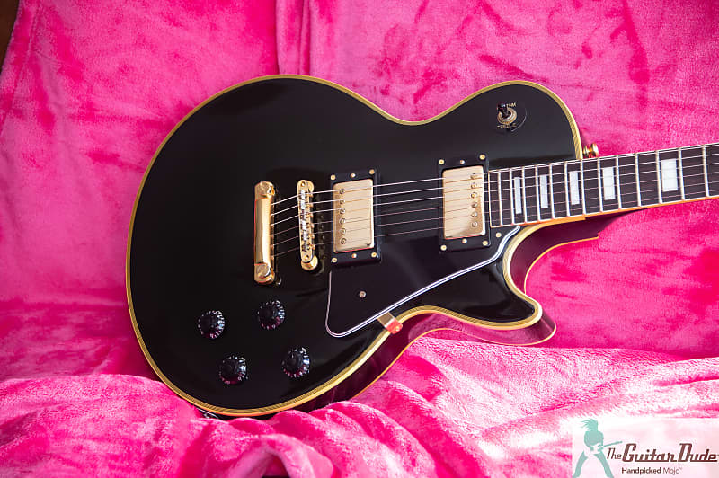 1989 Burny RLC-65 Les Paul Custom - Ebony - Made In Japan - Open Book Split  Diamond Headstock